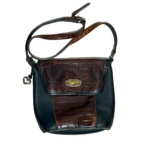Vintage Brighton Stamped Leather Crossbody Bag